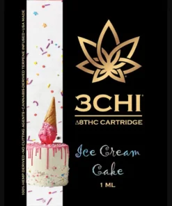 Experience smooth, flavorful relaxation with the Ice Cream Cake Vape by 3Chi. Premium Delta 8 THC cartridge infused with cannabis-derived terpenes.