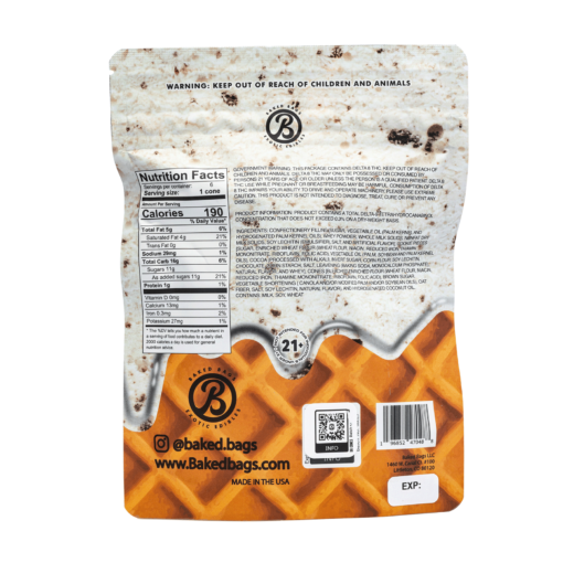 Enjoy Cookies Cream Delta Cones by Baked Bags. These 600mg THC cones offer delicious dessert flavor and a balanced Delta 8 high.