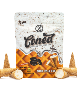 Enjoy Cookies Cream Delta Cones by Baked Bags. These 600mg THC cones offer delicious dessert flavor and a balanced Delta 8 high.