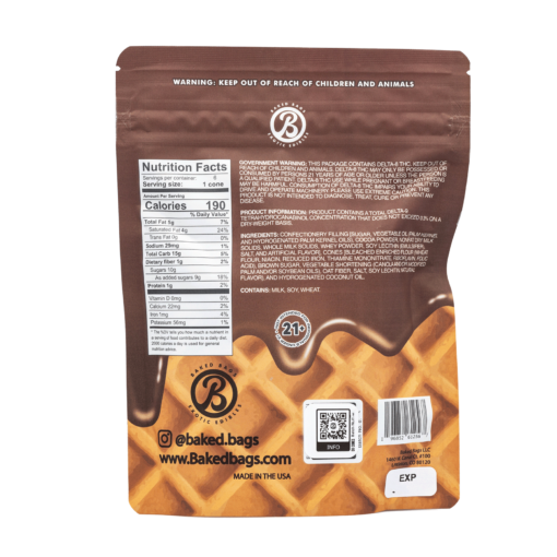 Enjoy the Baked Bags Delta 8 Chocolate Cone with 600mg THC. Potent, legal, and delicious for high-tolerance users who love sweet edibles.
