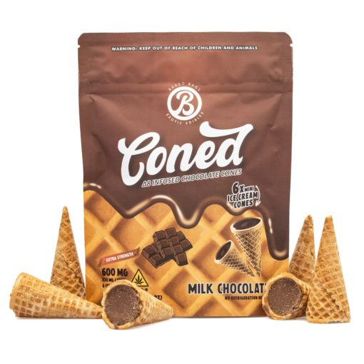 Enjoy the Baked Bags Delta 8 Chocolate Cone with 600mg THC. Potent, legal, and delicious for high-tolerance users who love sweet edibles.