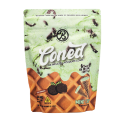 Experience smooth relaxation with Baked Bags Delta 8 Mint Chip Coned. 600mg hemp-derived Delta 8 THC in a flavorful, balanced pre-roll.