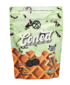 Experience smooth relaxation with Baked Bags Delta 8 Mint Chip Coned. 600mg hemp-derived Delta 8 THC in a flavorful, balanced pre-roll.