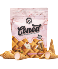 Strawberry Shortcake Delta Cones deliver 600mg of Delta 8 THC in a dessert-style edible. Enjoy rich flavor, mellow effects, and legal hemp bliss.