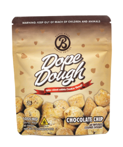Experience the rich flavor and smooth effects of Delta 8 Dope Dough Chocolate Chip cones, infused with 1000 mg Delta 8 THC for a premium treat.