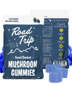 Elevate your focus and calm with Desert Stardust’s Mushroom Gummies Blue Raspberry. A delicious, microdosed blend of functional mushrooms in every bite.