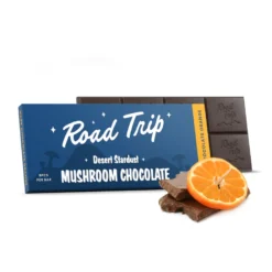 Magic Mushroom Chocolate Bar with dark chocolate and orange zest, infused with psilocybin. Boost mood and clarity. Now available at Bubatz Europa.