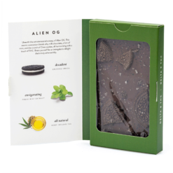 Enjoy DeVINE Naturals Delta 8 9 Chocolate Bar – Alien OG with 150mg of Delta 8 and 150mg of Delta 9 THC for a balanced, delicious cannabis treat.