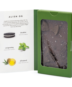 Enjoy DeVINE Naturals Delta 8 9 Chocolate Bar – Alien OG with 150mg of Delta 8 and 150mg of Delta 9 THC for a balanced, delicious cannabis treat.