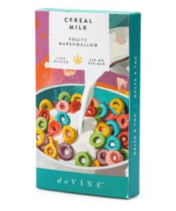 Try Cereal Milk THC Chocolate by DeVINE Naturals—150mg Delta 8 + 150mg Delta 9 THC. Smooth, lab-tested, and legally compliant hybrid edible.