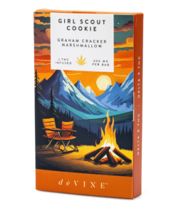 Enjoy Girl Scout Cookie THC Chocolate by DeVINE Naturals – infused with 150mg Delta 8 and 150mg Delta 9 THC. Delicious, lab-tested, and legally compliant.