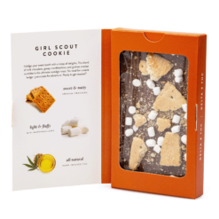 Enjoy Girl Scout Cookie THC Chocolate by DeVINE Naturals – infused with 150mg Delta 8 and 150mg Delta 9 THC. Delicious, lab-tested, and legally compliant.