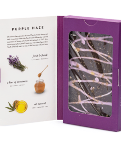 Purple Haze THC Chocolate by DeVINE Naturals blends Delta 8 and Delta 9 THC for a balanced, legal edible with rich flavor and smooth, euphoric effects.