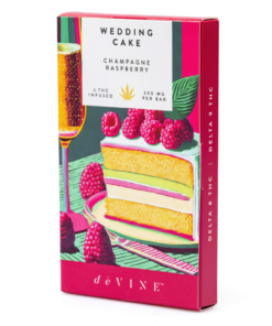 Wedding Cake THC Chocolate by DeVINE Naturals blends 150mg Delta 8 and 150mg Delta 9 THC into a smooth, delicious, and legally compliant edible.