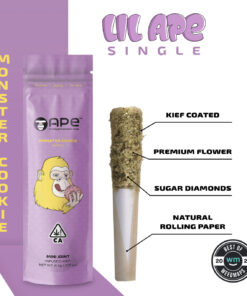 Experience the bold flavor and deep relaxation of our .5G Infused Kief Mini Joint – Monster Cookie by Ape (Indica). Premium quality for your chill sessions.