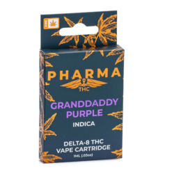 Enjoy smooth, relaxing hits with PharmaCBD Granddaddy Purple Delta 8 Vape Cartridge. Infused with terpene-rich Delta 8 THC for a balanced experience.