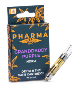 Enjoy smooth, relaxing hits with PharmaCBD Granddaddy Purple Delta 8 Vape Cartridge. Infused with terpene-rich Delta 8 THC for a balanced experience.
