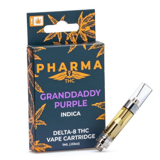 Enjoy smooth, relaxing hits with PharmaCBD Granddaddy Purple Delta 8 Vape Cartridge. Infused with terpene-rich Delta 8 THC for a balanced experience.