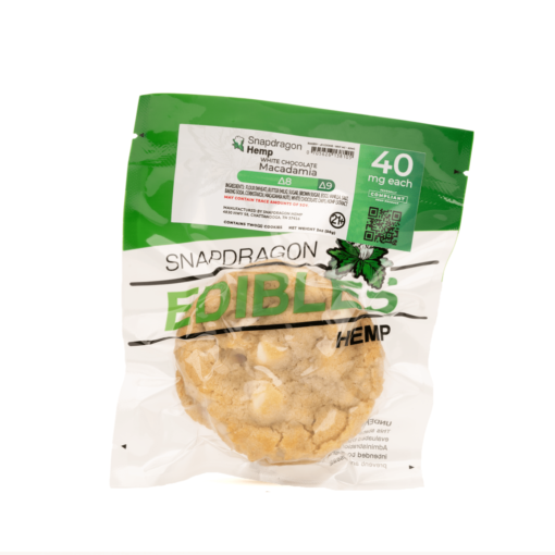 Try Snapdragon Delta 8 THC White Chocolate Macadamia Cookies with 80 mg Delta 8 THC for a tasty and potent edible experience.